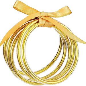 Glitter Jelly Bangles Bracelets for Women - Soft Silicone Glitter Filled Bracele